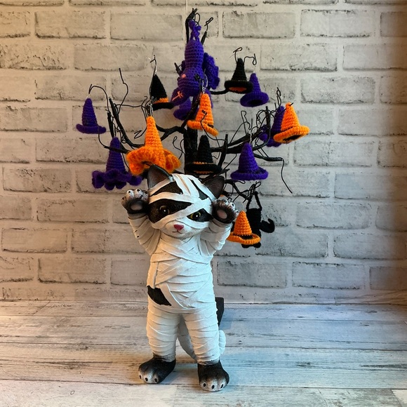 TOIL AND TROUBLE 11 in Resin Cat Mummy Halloween Decor - Picture 1 of 6
